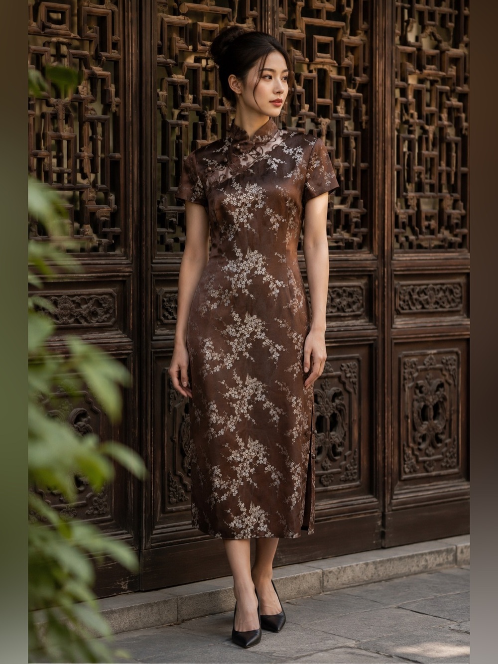 RARE FIND! Citrine Vintage Chocolate Brown Cheongsam – Size 8